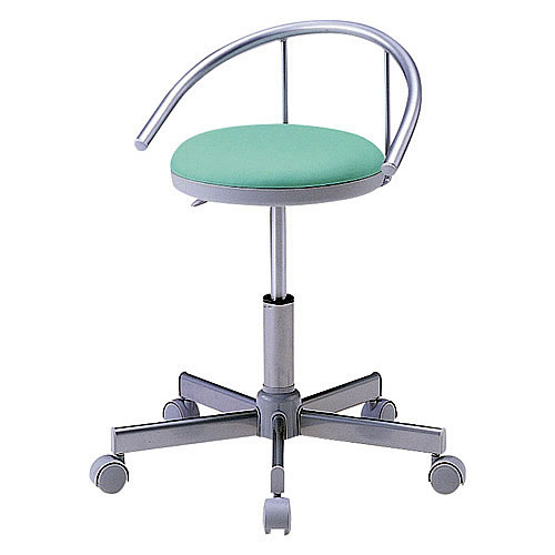 抗菌耐アルコール医療用作業丸椅子背もたれ付き（グリーン）/M1375MUC-RD1V2S-GR