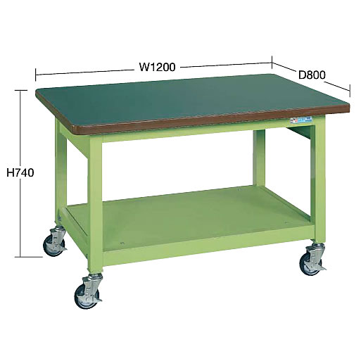 キャスター重量作業台リノリューム天板(均等耐荷重350kg)/M350KWBF-096CS