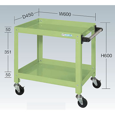 スチールワゴン120kg ゴム車（600×450×600）グリーン/M350SW-RJ6462S-G