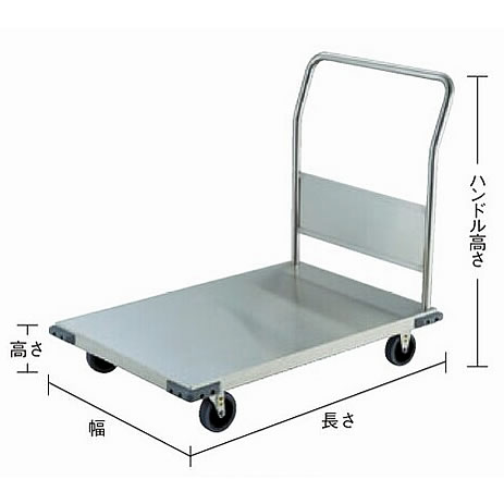 オールステンレス台車(固定ハンドルタイプ・コーナーカバー付、稽電防止ウレタン車輪)/M227NS-3B-100TBUT