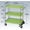 中量フットブレーキ付ワゴン台車(600×400×880)グリーン/φ100ゴム車/M350SP-06083BRS